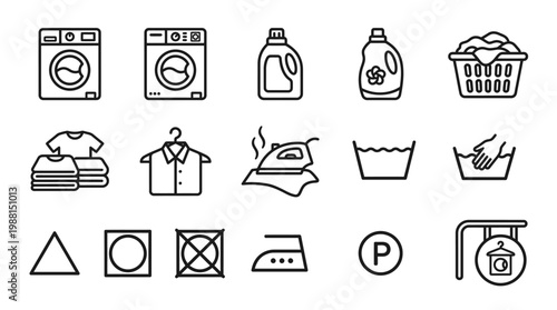 Laundry symbols and washing icons.