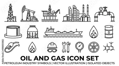 Oil and gas industry icons set.
