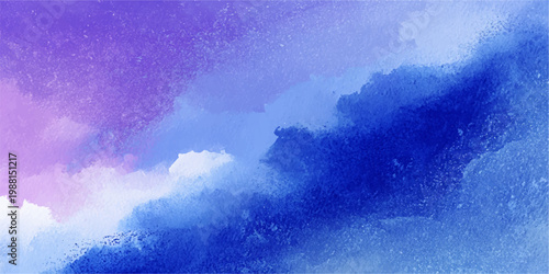 Abstract watercolor blue background featuring a bright summer sky with beautiful white clouds and sunny nature light for a clear atmosphere