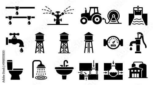 Industrial Water Icons and Symbols.