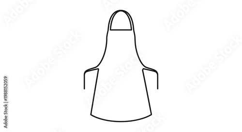 Simple outline of a kitchen apron a minimalist design black and white silhouette