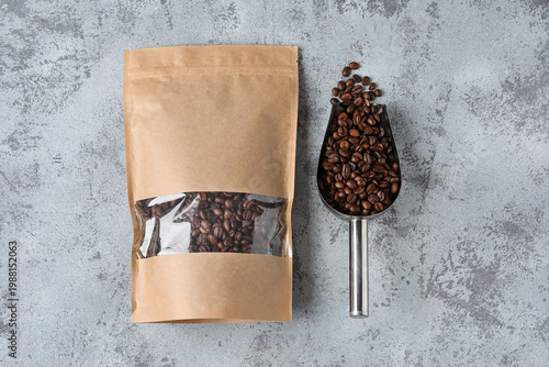 Coffee bag and metal scoop ...