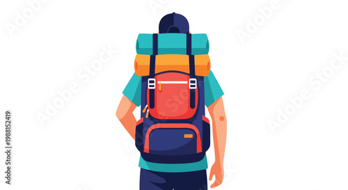 Backpacker with large hiking pack viewed from behind