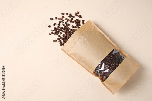 Coffee bag with beans on li...