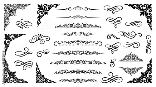 ornate vintage borders and frames, decorative elements