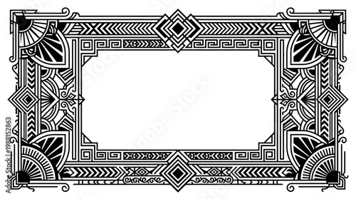 art deco frame border, ornate rectangular design