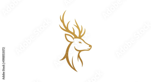 Elegant Golden Deer Head Silhouette with Antlers.