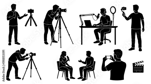 Content Creator Silhouettes: Filming, Podcasting, Interviewing, Vlogging