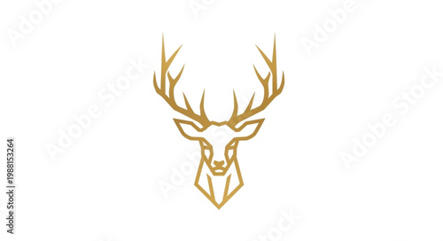 Elegant Golden Geometric Deer Head Silhouette.