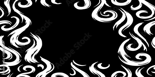Foto Seamless vector pattern of dynamic black brush strokes forming elegant swirls, l