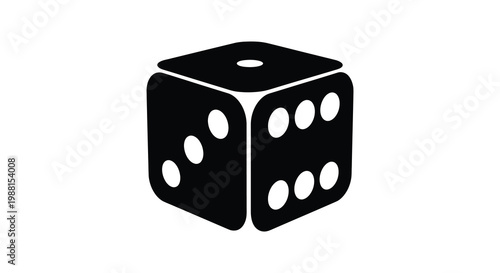 Black die showing the number six a simple graphic representation silhouette