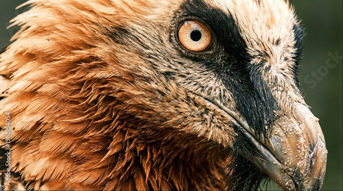 Tableau sur toile Bearded vulture close up portrait with piercing orange eye