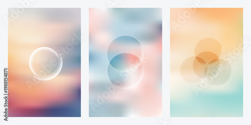 Abstract colorful backgrounds with transparent circles and gradient effects background transparency effect soft pastel. Resizable and editable, EPS 10.