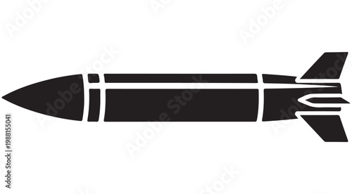 Military missile silhouette icon for defense and aerospace technology concepts in flat design style