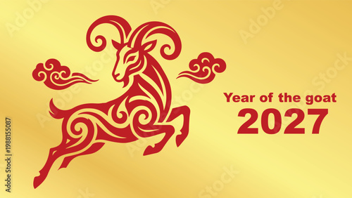 Konstfotografi year of the goat zodiac 2027 happy chinese new year lunar china modern logo vect