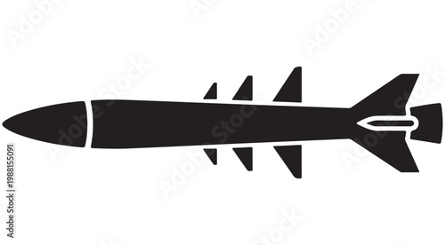 Military missile silhouette icon for defense and aerospace technology concepts