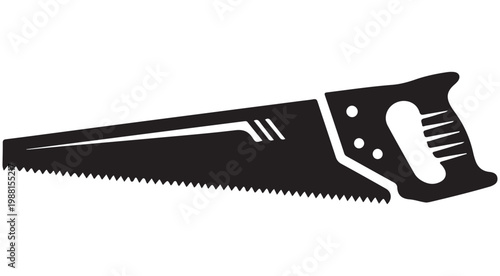 Black handsaw silhouette vector illustration for carpentry and woodworking DIY projects