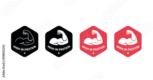 High protein icon set vector illustration nutrition food symbols protein rich diet fitness health nutrition design isolated on white background