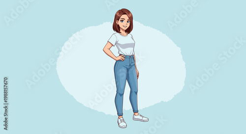 Illustration of a young woman standing confidently 1.
