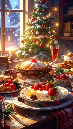 Festive holiday feast scene