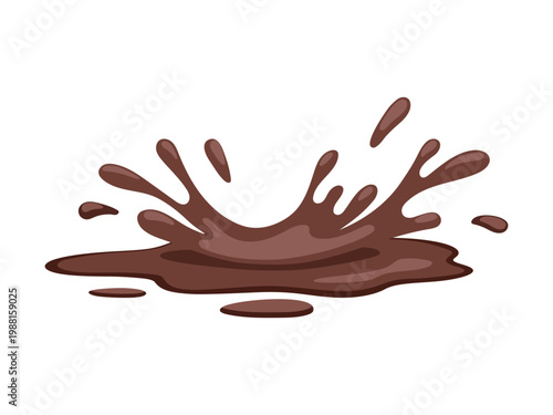 Mud stain with splash. Brown puddle. Vector illustration.
