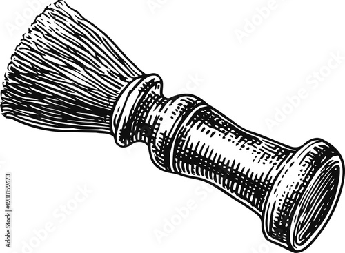 Traditional shaving brush with wooden handle for grooming and personal care