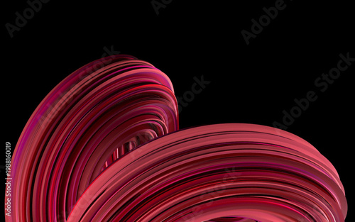 Bold Red 3D Twisted Ribbon Abstract Shape on Black Background