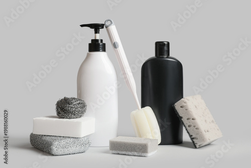 Set of cleaning supplies wi...