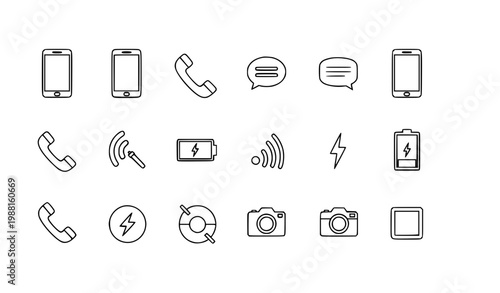 Minimalist Mobile Phone Icon Pack – Modern Smartphone UI Line Icons Vector
Keywords: