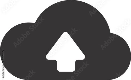 Cloud upload icon for digital data storage and cloud computing interface