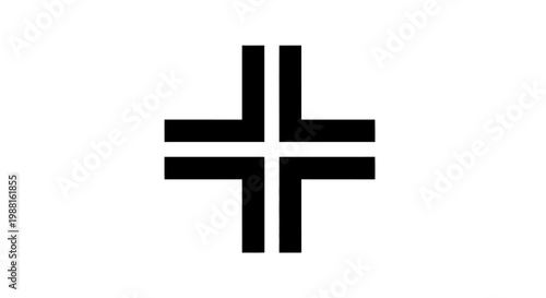 Geometric cross symbol graphic design element isolated on white background