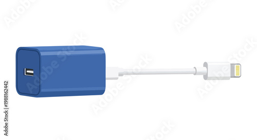 Blue USB adapter with lightning cable for device charging