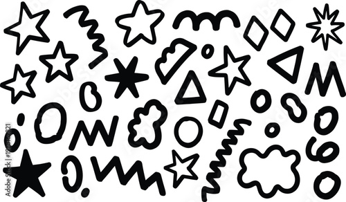 hand drawn winter holiday doodles and snowflakes on blackboard background