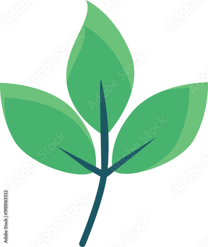 Green Leaf Vector Icon Representing Sustainability and Nature in a Minimalist Flat Design Style