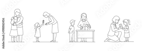 Teacher appreciation thin line icon set. School appreciation and education outline icons. Editable stroke. Vector illustration.	