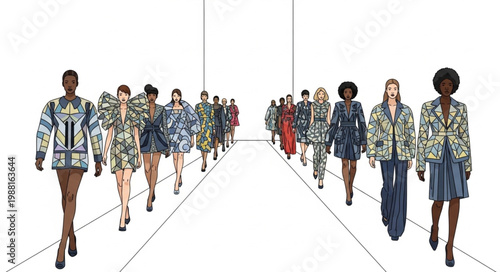 Fashion Models Walking Down Runway.