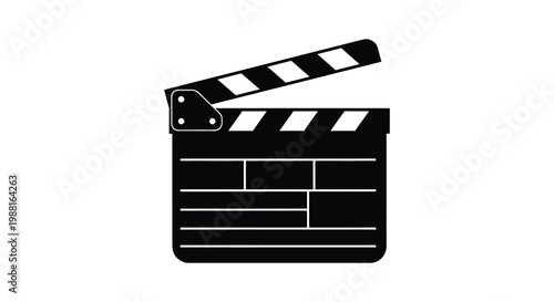 A black clapperboard icon indicates filmmaking production or movie nights silhouette