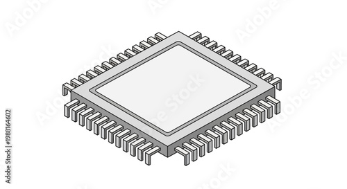 A computer microchip with pins.