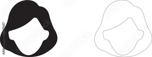 Woman's head with a long bob haircut. Vector template.