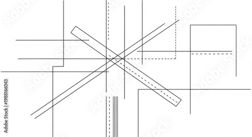 Abstract geometric lines and shapes intersecting in a modern design.