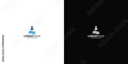 vector logo design wave logo and rocket logo