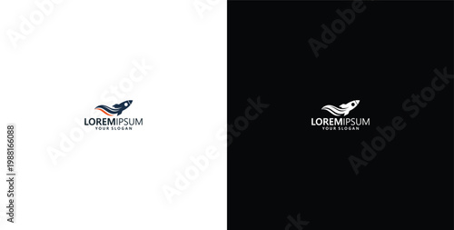 vector logo design wave logo and rocket logo