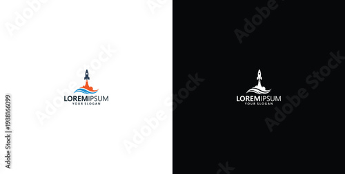 vector logo design wave logo and rocket logo
