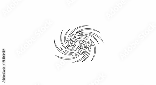 Black and white swirling vortex abstract illustration with sharp, dynamic lines