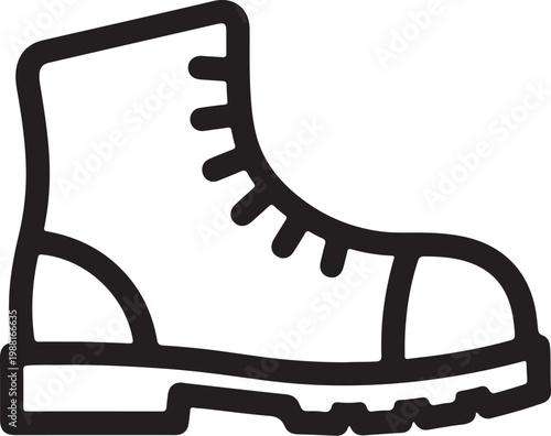 Worker safety boots icon, simple silhouette, bold outline, flat vector style