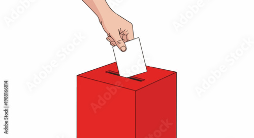 Hand inserting blank ballot into red ballot box