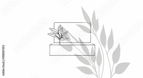 Simple sketch of a gravestone with a small plant and leaf shadows