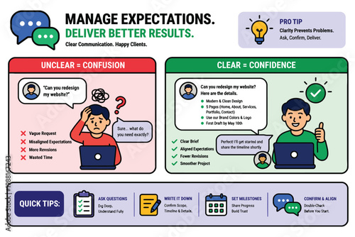 Effective communication strategies for managing client expectations and delivering results