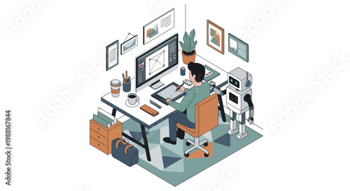 Person Working on Computer Desktop.