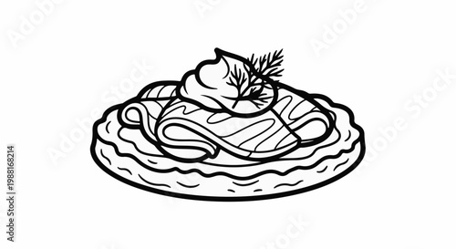 Delicious smoked salmon served on a bed of greens with a dollop of cream